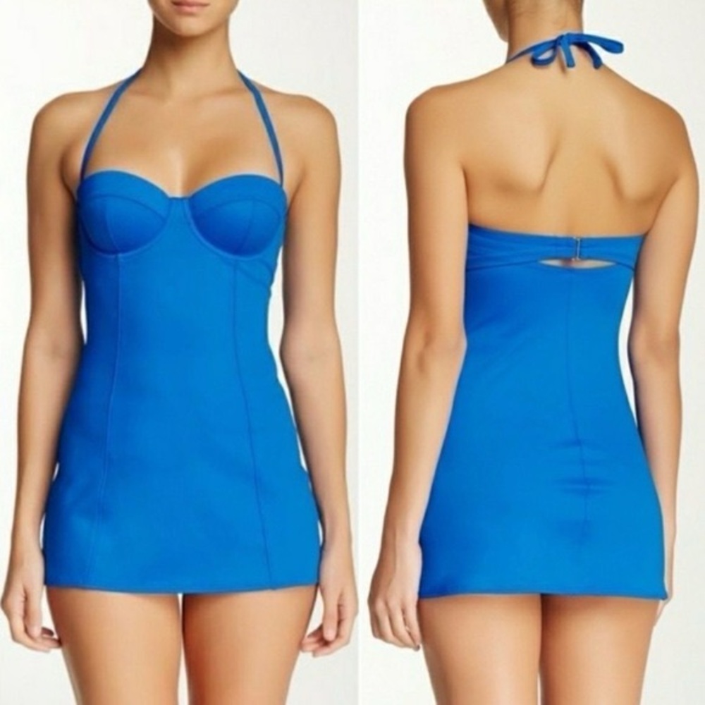 NWT SPANX $98 MSRP Blue Dresskini Bikini Dress Top Size 12 NEW! w/ opt. Straps